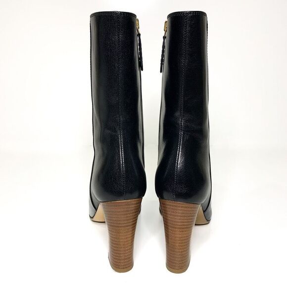 Gucci Quentin GG Cap Toe Ankle Boot EU 37 US 7 Black Leather Block High Heels - Picture 5 of 11